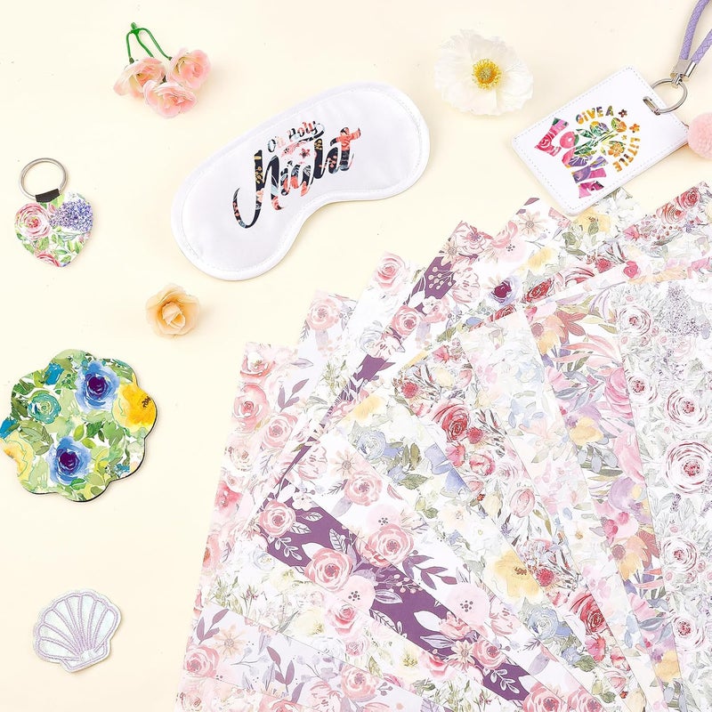 HTVSTD Floral Sublimation Transfer Ink Paper 10 Sheets 12'' x 10''Watercolor Sublimation Paper Flower Transfer Sheets for Mugs Tumblers DIY - Image 4